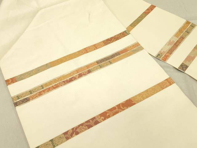平和屋着物●九寸名古屋帯 螺鈿箔 横段花文 金糸 正絹 逸品 DABB7990op