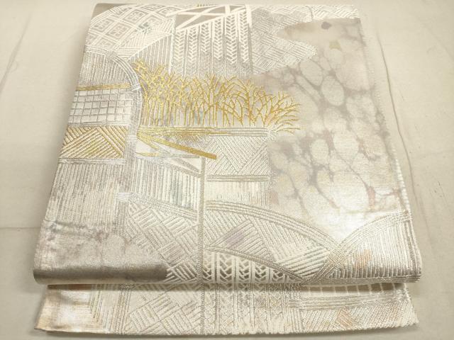 平和屋着物◎六通柄袋帯 古都の四季 錦引箔 金銀糸 正絹 逸品 DABB8244xg