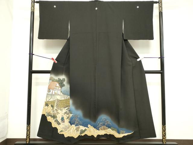 平和屋着物■豪華黒留袖 人物風景文 暈し染め 金彩 正絹 逸品 DABB8574cd