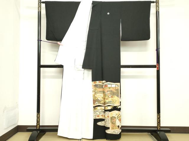 平和屋着物■豪華黒留袖 人物風景文 金銀彩 正絹 逸品 DABB8881cd