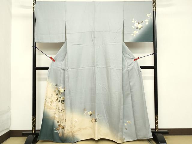 平和屋着物■訪問着 草花文 暈し染め 金銀彩 正絹 逸品 DABB8938cd