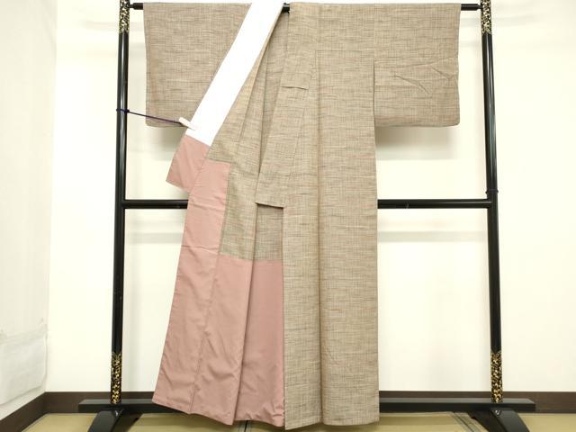 平和屋着物■上質な紬 格子 胴抜き仕立て 正絹 逸品 DABB8970cd