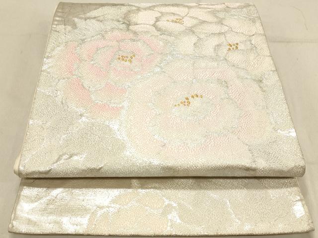平和屋着物◎六通柄袋帯 草花文 金銀糸 正絹 逸品 DABB9131ya
