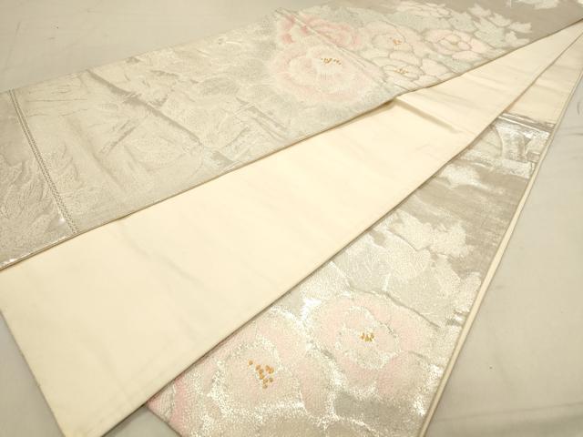 平和屋着物◎六通柄袋帯 草花文 金銀糸 正絹 逸品 DABB9131ya