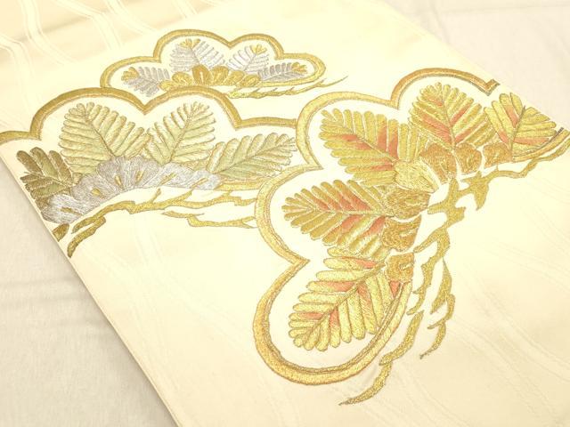 平和屋着物◎太鼓柄袋帯 総刺繍 笠松文 金銀糸 正絹 逸品 DABB9304ya