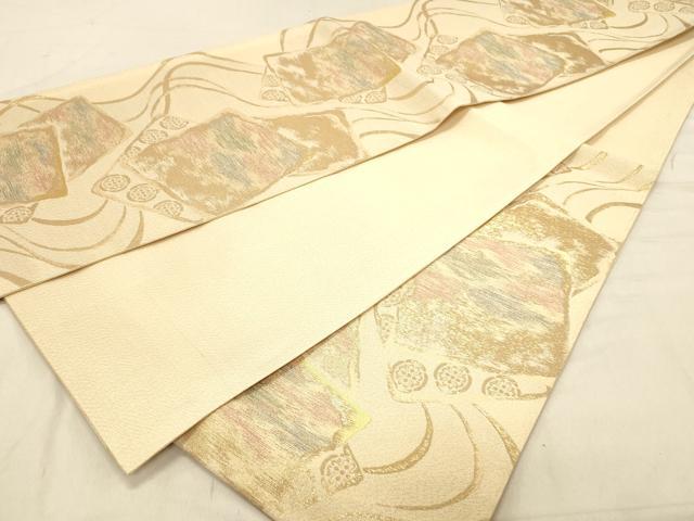 平和屋着物◎六通柄袋帯 貴藤つづれ 流水色紙文 金糸 正絹 逸品 DABB9357ya