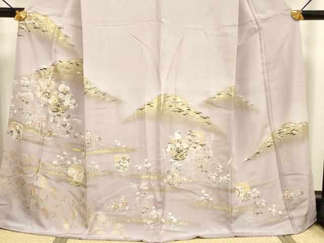 平和屋着物●訪問着 駒刺繍 草花文 暈し染め 金彩 正絹 逸品 未使用 DABB9649du