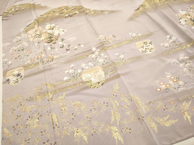 平和屋着物●訪問着 駒刺繍 草花文 暈し染め 金彩 正絹 逸品 未使用 DABB9649du
