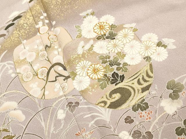 平和屋着物●訪問着 駒刺繍 草花文 暈し染め 金彩 正絹 逸品 未使用 DABB9649du