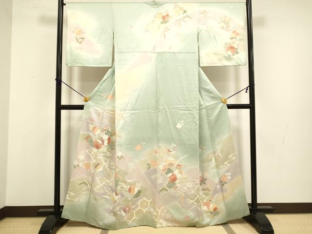 平和屋着物●訪問着 草花文 暈し染め 金彩 正絹 逸品 DABB9654du