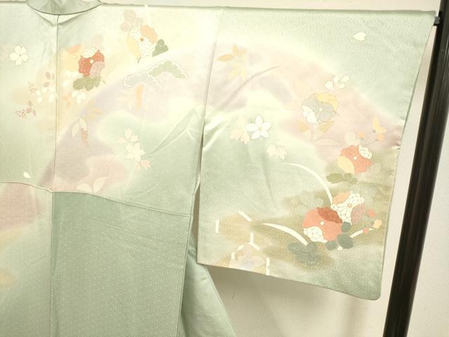 平和屋着物●訪問着 草花文 暈し染め 金彩 正絹 逸品 DABB9654du