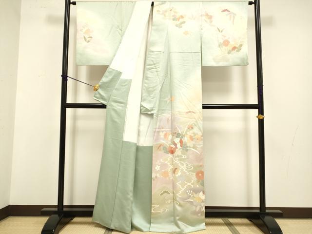 平和屋着物●訪問着 草花文 暈し染め 金彩 正絹 逸品 DABB9654du