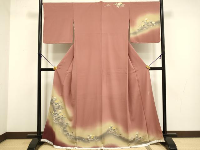 平和屋着物●京加賀友禅 松本健一 訪問着 草花文 暈し染め 正絹 逸品 未使用 DABB9658du