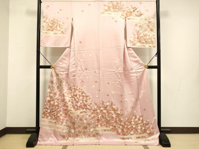 平和屋着物●十日町老舗ブランド 吉澤友禅 吾妻徳穂 訪問着 駒刺繍 エ霞枝花文 金彩 ロング丈 正絹 逸品 DABB9667du