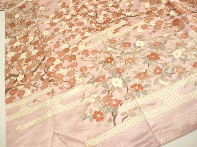 平和屋着物●十日町老舗ブランド 吉澤友禅 吾妻徳穂 訪問着 駒刺繍 エ霞枝花文 金彩 ロング丈 正絹 逸品 DABB9667du