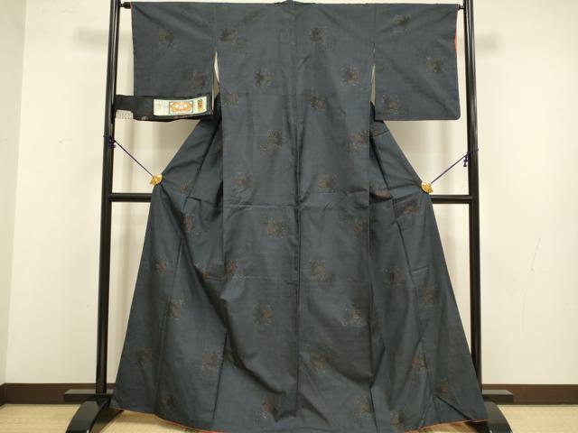 平和屋着物●本場大島紬 9マルキ 草花文 株式会社たかし謹製 証紙付き 正絹 逸品 DABB9672du