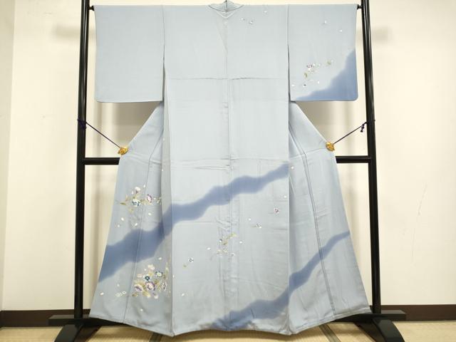 平和屋着物●訪問着 友禅 草花文 暈し染め 正絹 逸品 DABB9684du