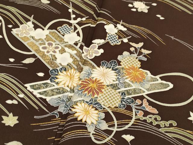 平和屋着物●訪問着 駒刺繍 立波花筏文 暈し染め 金彩 正絹 逸品 DABB9690du