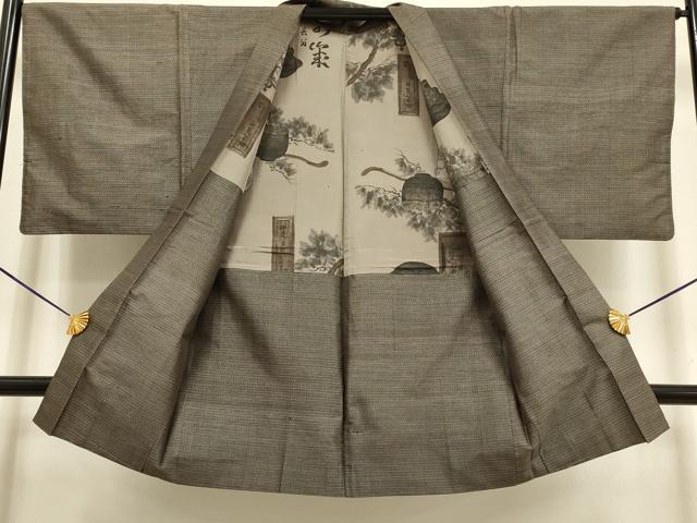 平和屋着物■男性 本場大島紬 アンサンブル 幾何学文様 正絹 逸品 DABB9881du