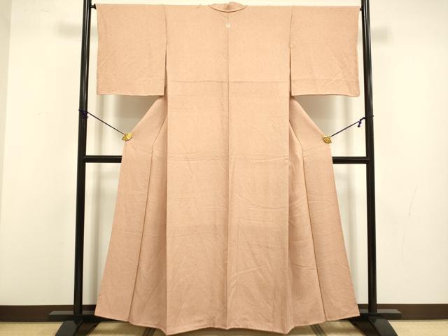 平和屋着物■上質な色無地 干割れ地紋 ときがら茶色 正絹 逸品 DABB9930du