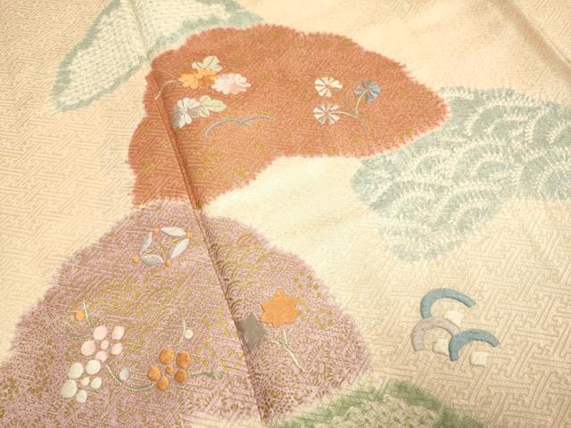 平和屋着物■訪問着 絞り 刺繍 雲取吉祥花文 金彩 正絹 逸品 DABB9942du