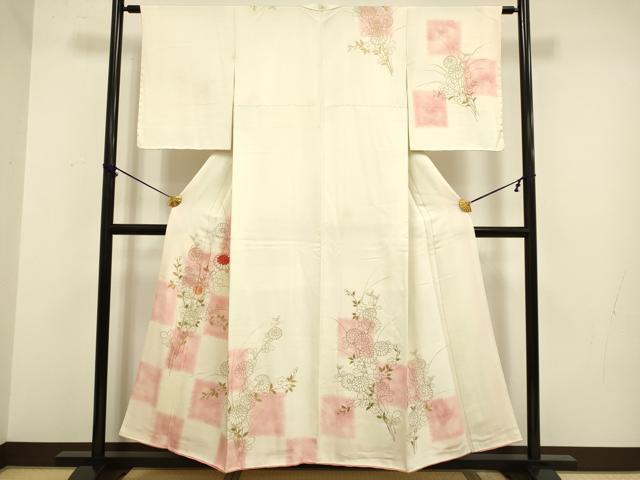 平和屋着物■訪問着 刺繍 市松花文 金彩 正絹 逸品 DABB9951du