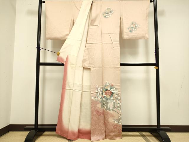 平和屋着物■訪問着 刺繍 花車文 暈し染め 正絹 逸品 DABB9986du