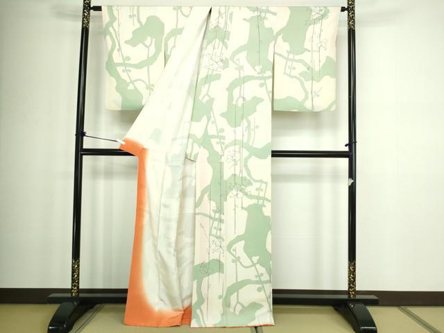 平和屋着物■上質な小紋 枝梅文 正絹 逸品 DABC0127sf