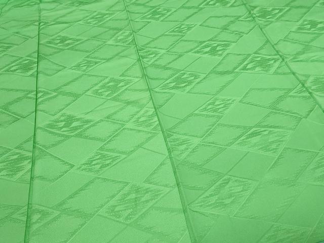 平和屋着物■上質な色無地 菱地紋 浅緑色 正絹 逸品 DABC0260sf
