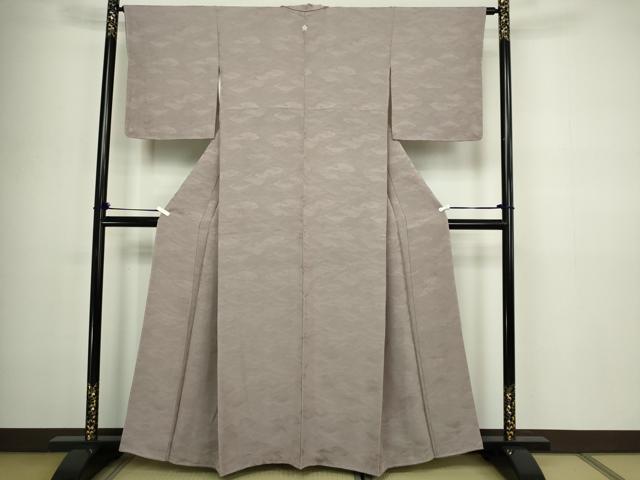 平和屋着物■上質な色無地 雲重ね地紋 胡桃染色 正絹 逸品 DABC0315sf