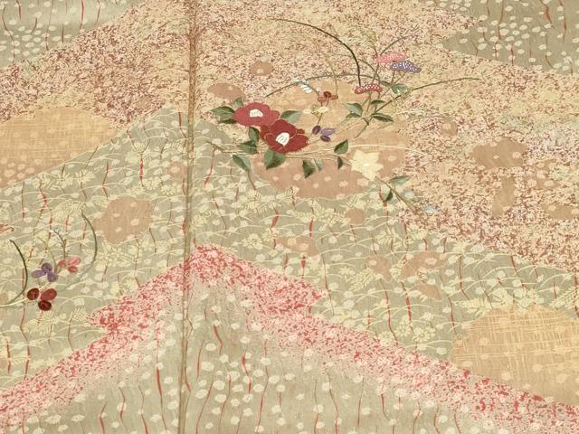 平和屋着物■訪問着 刺繍 草花文 金彩 正絹 逸品 DABC0500sf