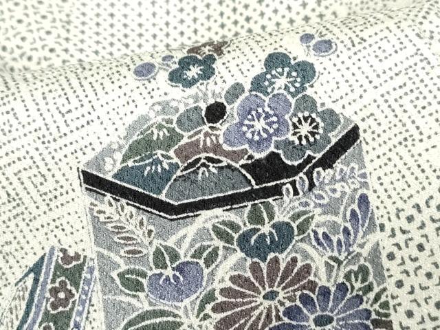 平和屋着物■上質な小紋 貝桶花文 正絹 逸品 DABC0588qa