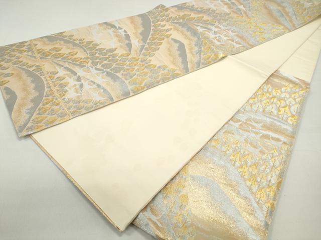 平和屋着物◎六通柄袋帯 唐織 樹林飛鶴文 金銀糸 正絹 逸品 DABC0741qa