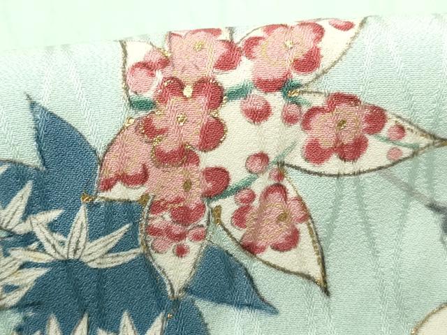 平和屋着物■上質な小紋 手描き 枝楓文 金彩 正絹 逸品 DABC0876qa