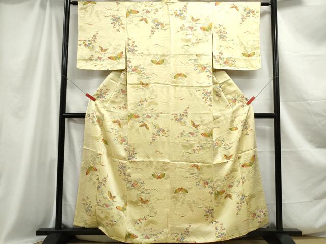 平和屋着物■上質な小紋 花蝶文 金彩 正絹 逸品 DABC0948qa