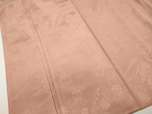 平和屋着物■上質な色無地 重ね色紙風景更紗地紋 ときがら茶色 正絹 逸品 DABC0987qa