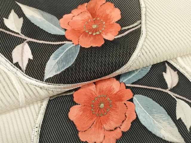 平和屋着物*夏物 西陣 一秀織物 名古屋帯 帯反物 駒刺繍 総刺繍 草花文 金銀糸 証紙付き 逸品 未使用 DABC1149zzz