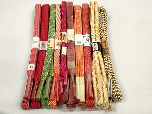 平和屋着物●和装小物 帯締め10本セット 組紐 手組 鴨川組 角八つ組 金糸 高島屋扱い 逸品 未使用 DABC1186zzz