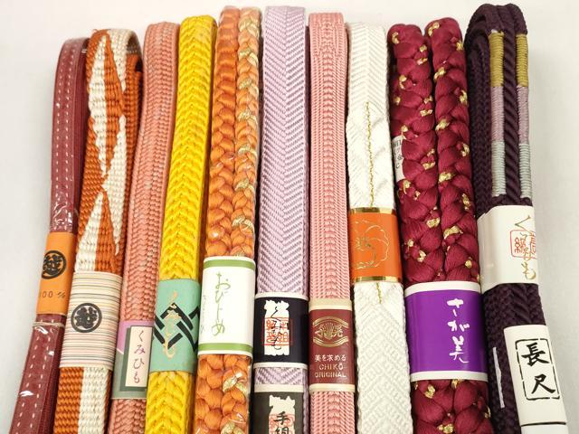 平和屋着物●和装小物 帯締め10本セット 手組紐 組紐 草木染 笹浪組 金糸 さが美・三越扱い 龍工房 長尺あり 逸品 未使用 DABC1190zzz