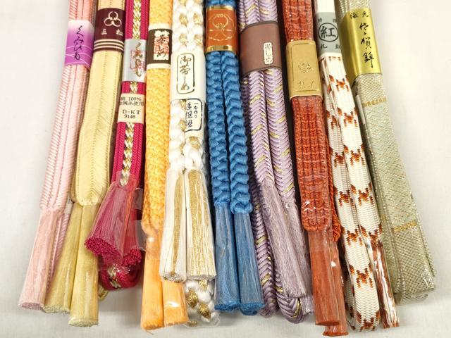 平和屋着物●和装小物 帯締め10本セット 佐賀錦 組紐 奈良組 金糸 逸品 未使用 DABC1209zzz
