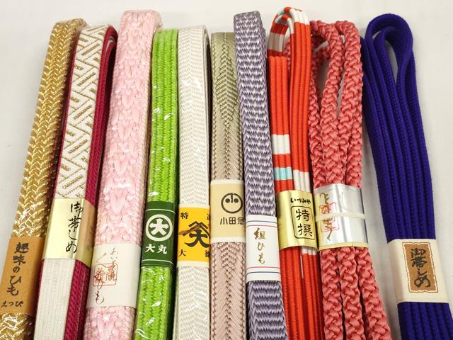 平和屋着物●和装小物 帯締め10本セット 組紐 笹浪組 金糸 小田急・大丸扱い 丈長あり 逸品 未使用 DABC1216zzz