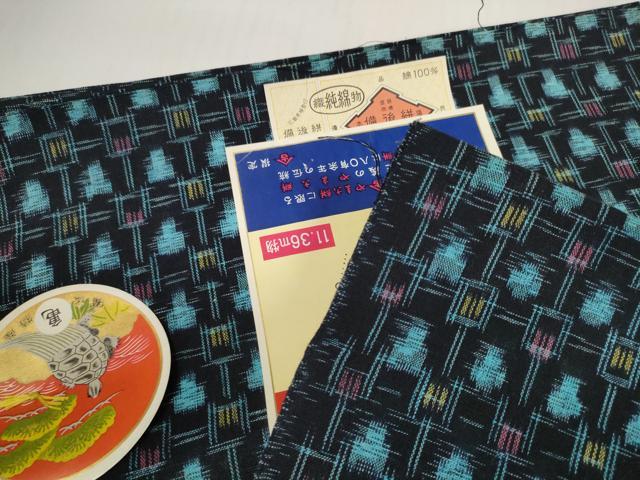 平和屋着物●本場備後絣 反物 着尺 絣文様 証紙付き 綿 逸品 未使用 DABC1504zzz