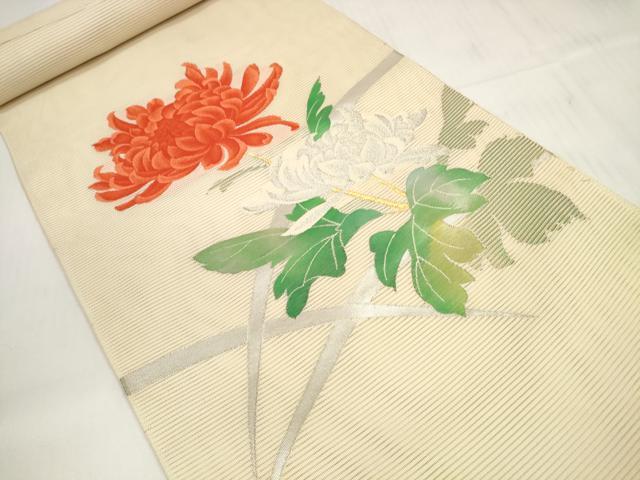 平和屋着物*夏物 西陣まいづる謹製 名古屋帯 帯反物 絽綴れ 菊芝 金銀糸 証紙付き 逸品 未使用 DABC1574zzz