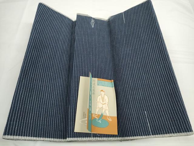 平和屋着物*夏物 阿波しじら織 浴衣 反物 着尺 正藍染 格子 証紙付き 綿 逸品 未使用 DABC1715zzz