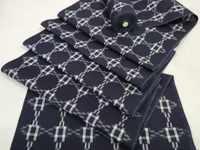 平和屋着物●久留米絣 反物 着尺 絣丸文 綿 逸品 未使用 DABC1753zzz