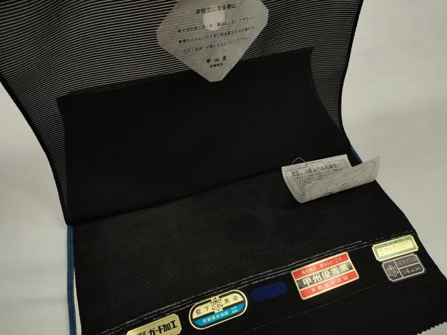 平和屋着物*夏物 黒紋付 黒反物 着尺 湯のし前 駒絽 甲州優秀黒 藍下染 逸品 未使用 DABC1774zzz