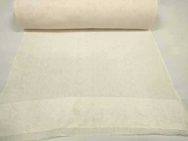 平和屋着物*夏物 白生地 反物 着尺 幾何学地紋 生成り色 逸品 未使用 DABC1791zzz