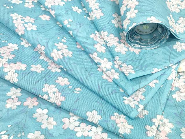 平和屋着物＊夏物　小紋　反物　着尺　絽　枝桜　洗える着物　未使用　DABC1861zzz 平和屋着物＊夏物 小紋 反物 着尺 絽 枝桜 洗える着物 未使用 DABC1861zzz