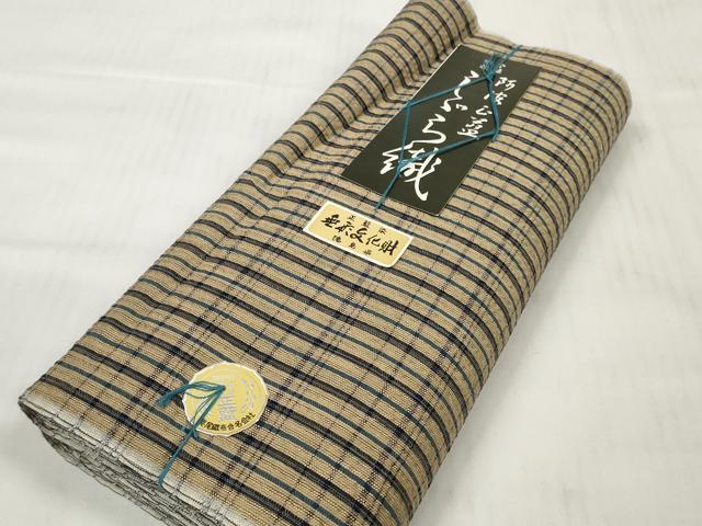 平和屋着物*夏物 阿波しじら織 浴衣 反物 着尺 正藍染 格子 証紙付き 綿 逸品 未使用 DABC1992zzz