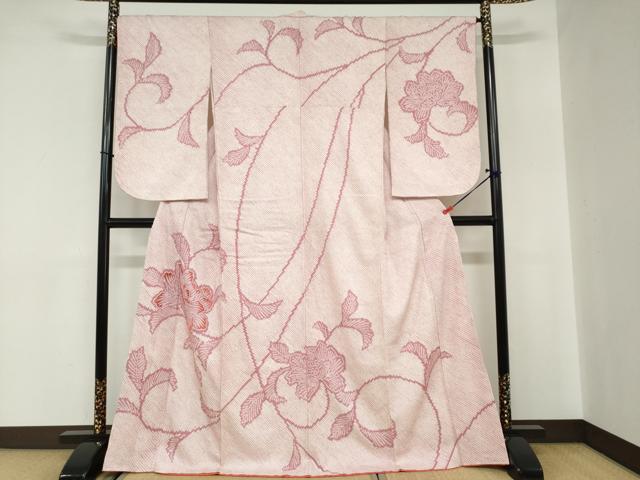 平和屋着物●訪問着 総絞り 草花文 正絹 逸品 DABC2010ud